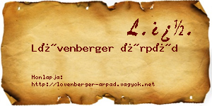 Lövenberger Árpád névjegykártya